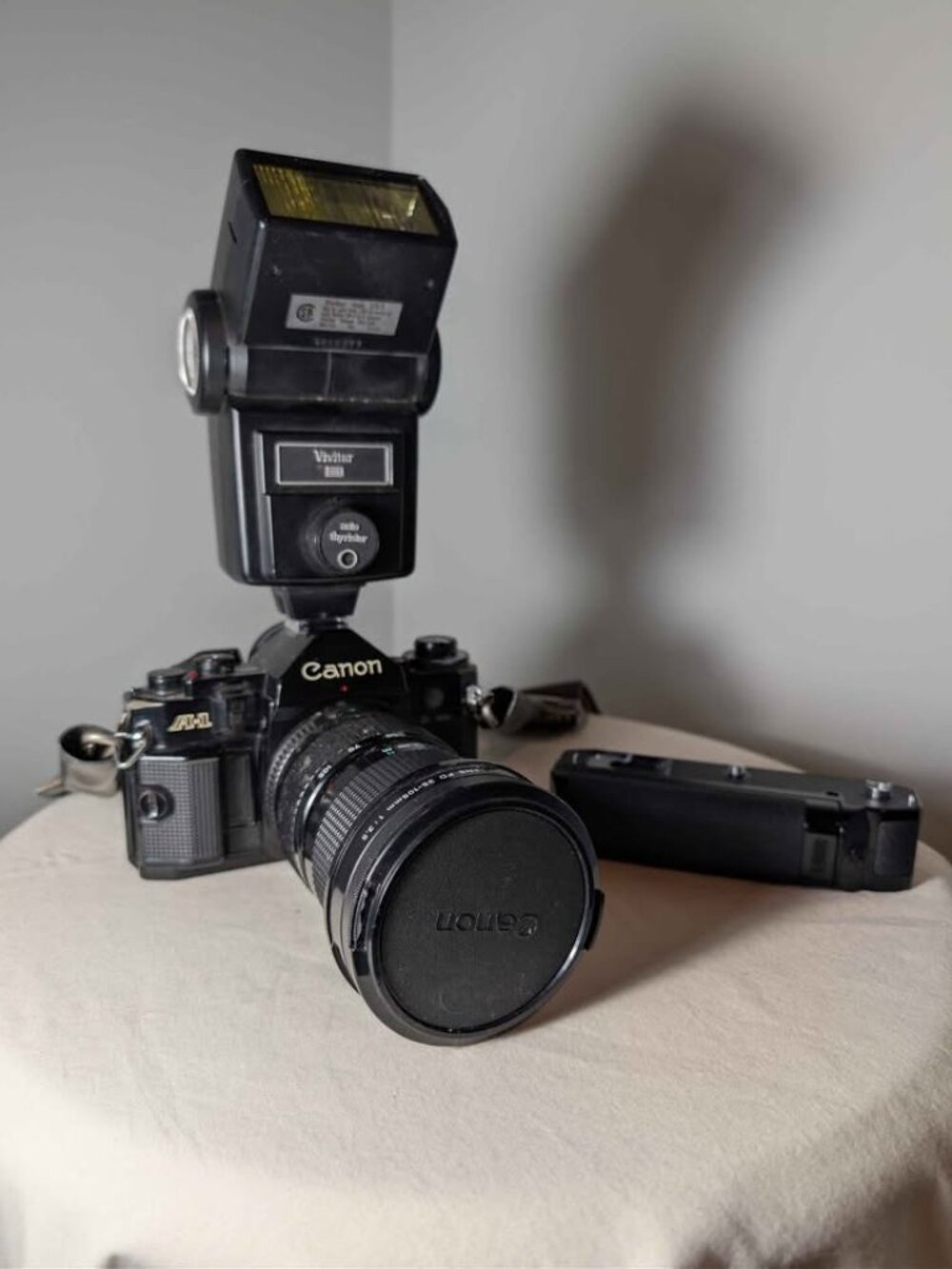 Vintage Canon A-1 Film Camera Bundle – Canon FD 35–105mm Lens + Power Winder + F